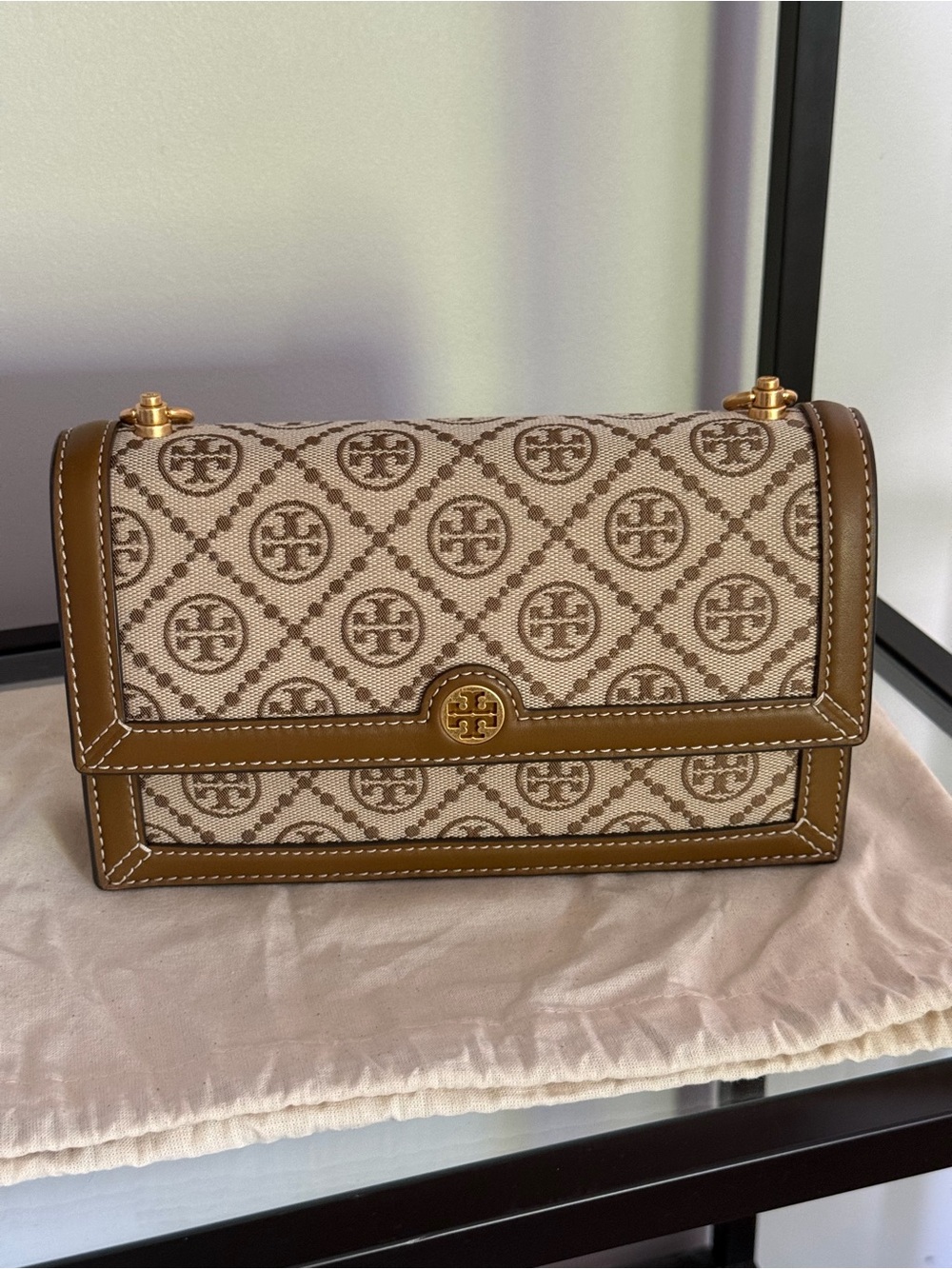 Tory Burch T Monogram Canvas Convertible Shoulder Bag